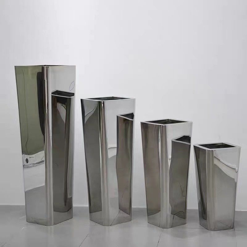 Custom Colour Simple Modern Rectangular Metal Garden Nursery Planter Decorating Pots Stainless Steel Tank